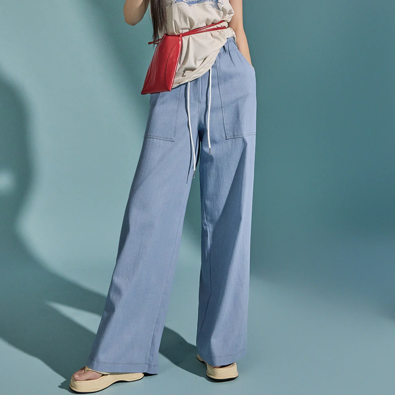 P3191 Drawstring Denim Pants - Image 2
