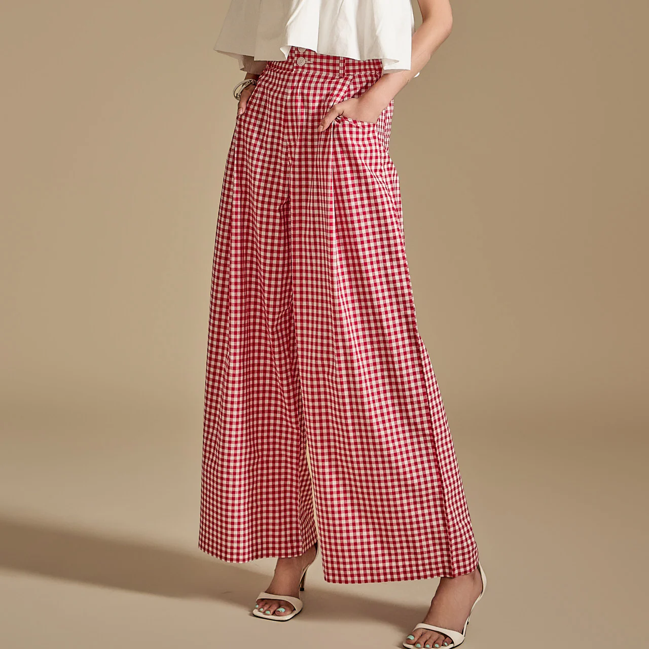 P3215 Plaid Wide Pants - Image 2