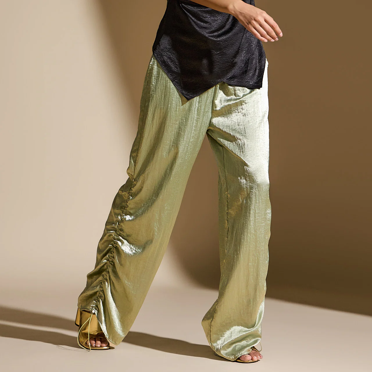 P3229 Metallic Shirring Pants - Image 2