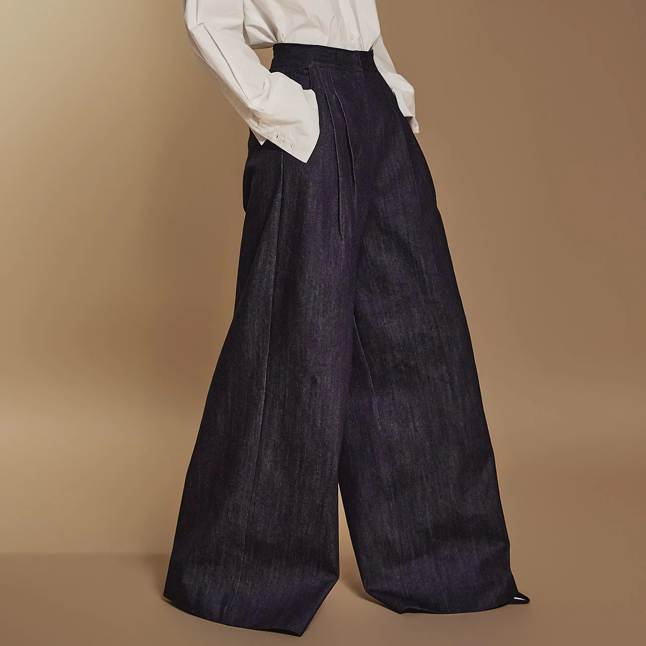 P3258 Wide Denim Slacks - Image 2
