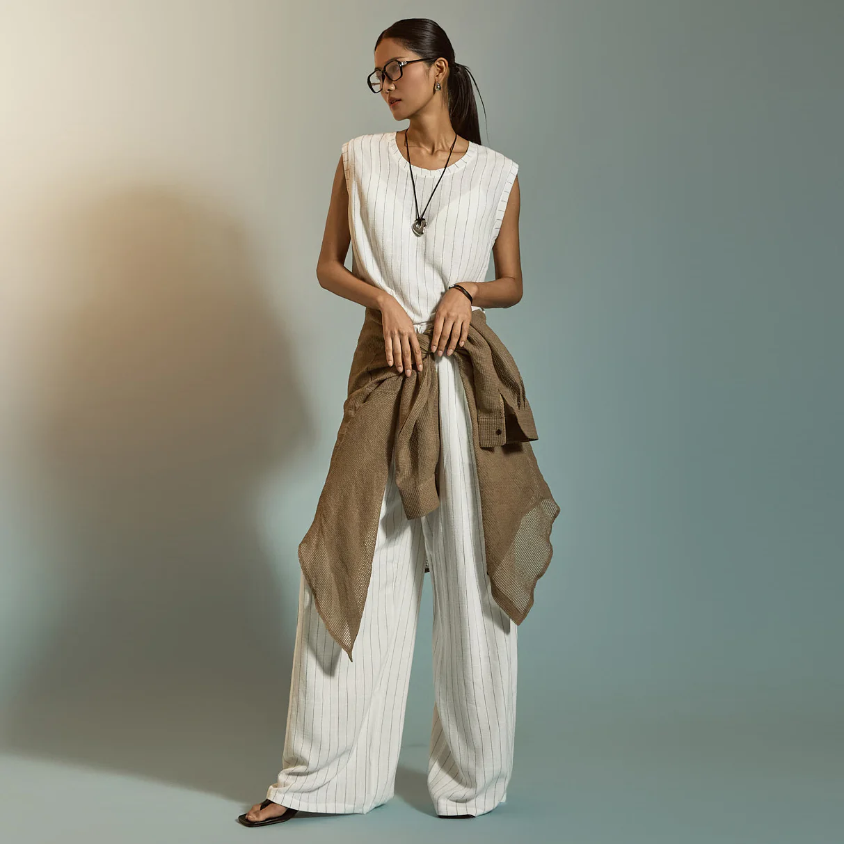 P3577 Linen Stripe Pants - Image 2