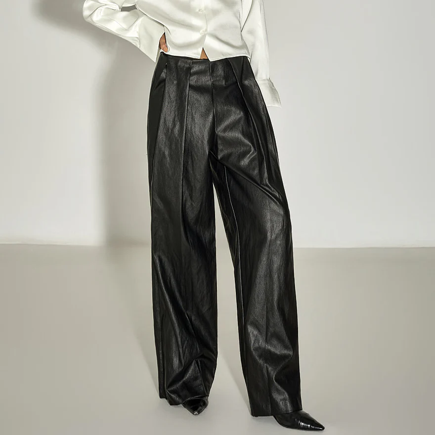 P3648 Leather Pintuck Pants - Image 2
