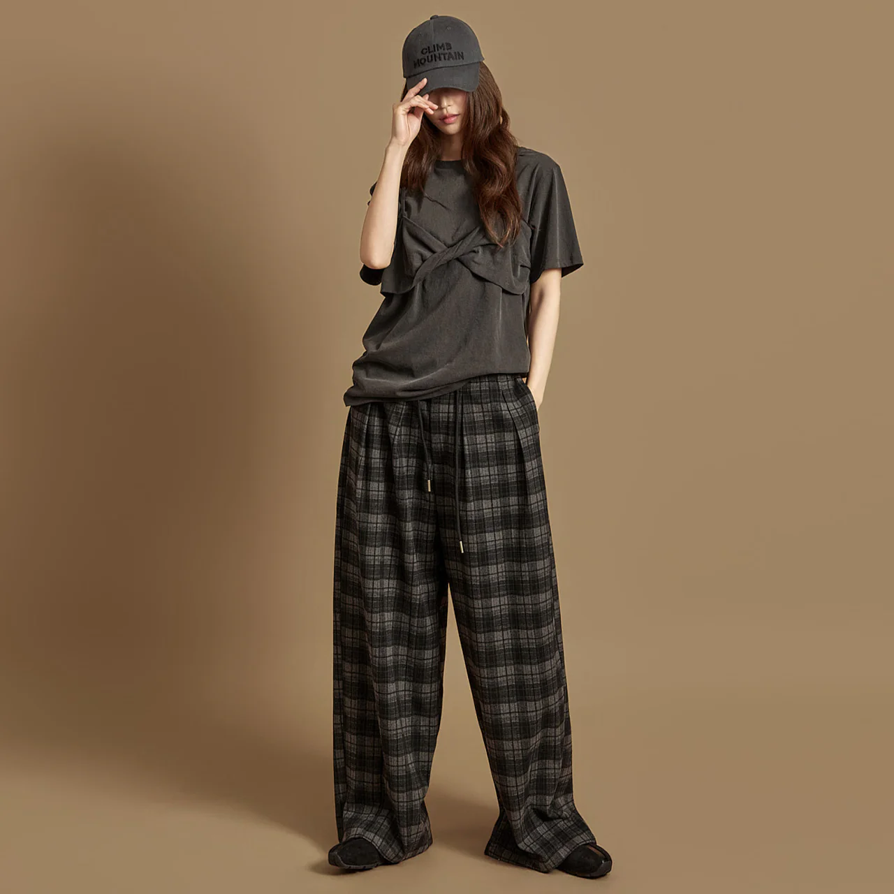 P3674 Check Wide Pants - Image 2