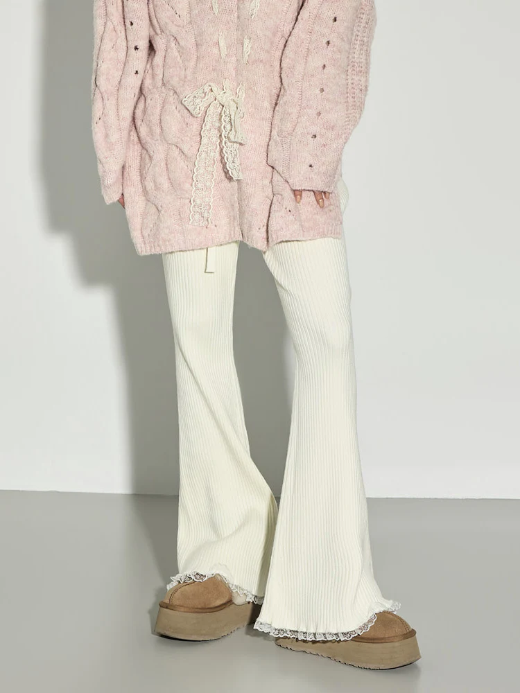 P3729 Lace Ribbed Pants