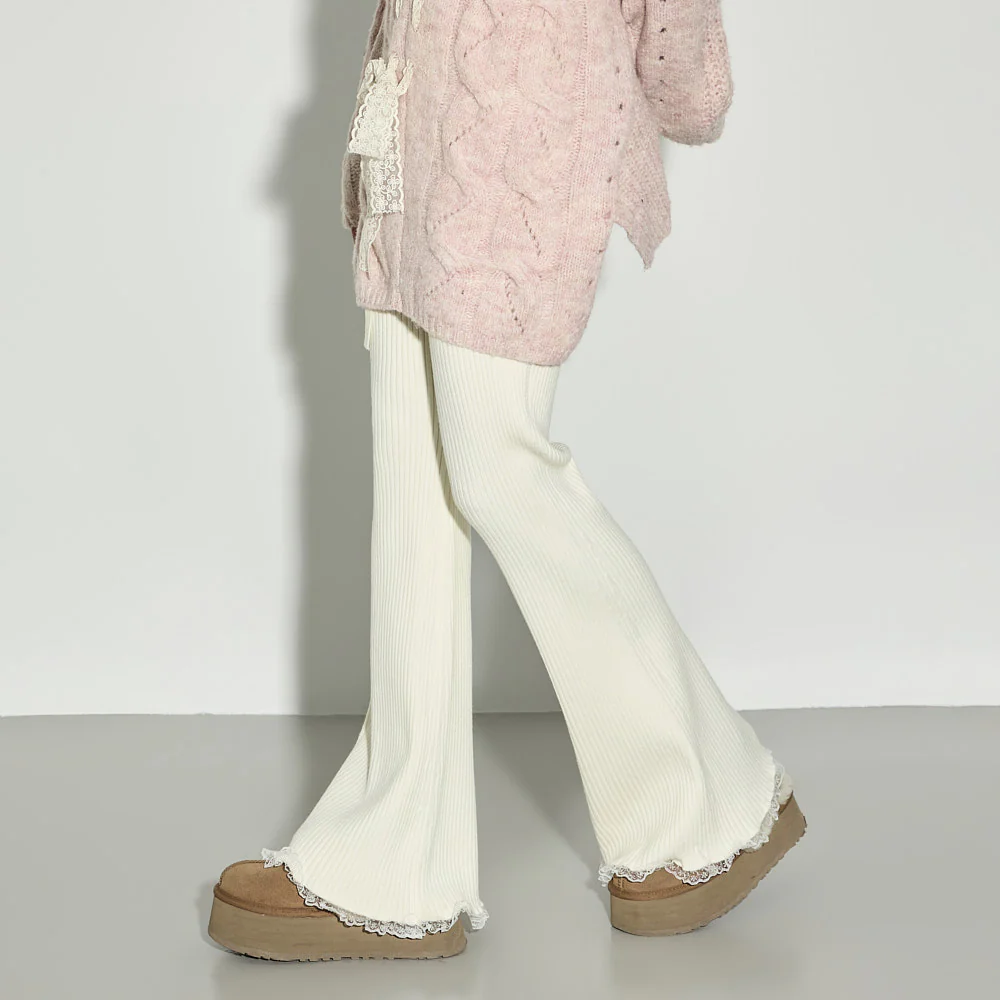 P3729 Lace Ribbed Pants - Image 2