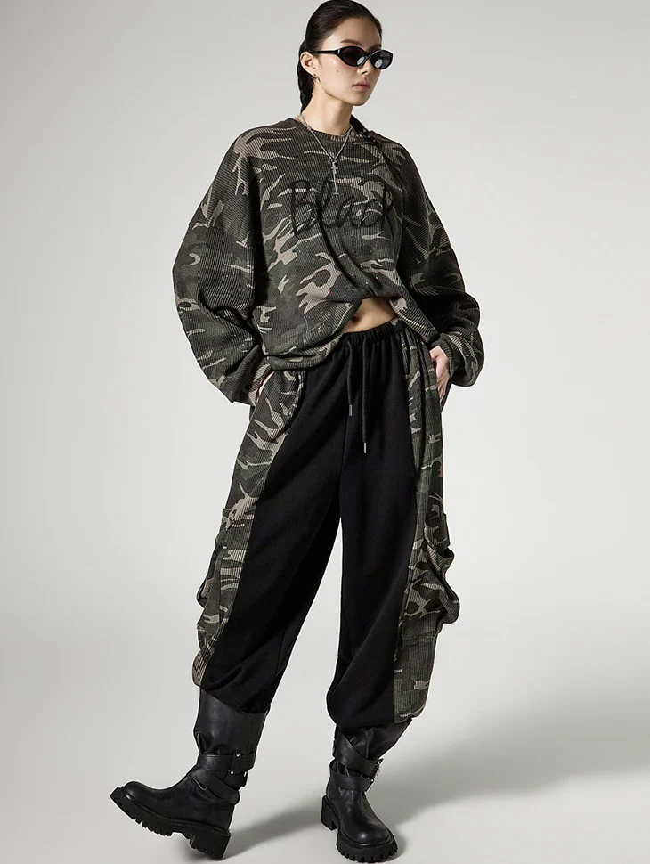 P3753 Camouflage Contrast Sweat Pants