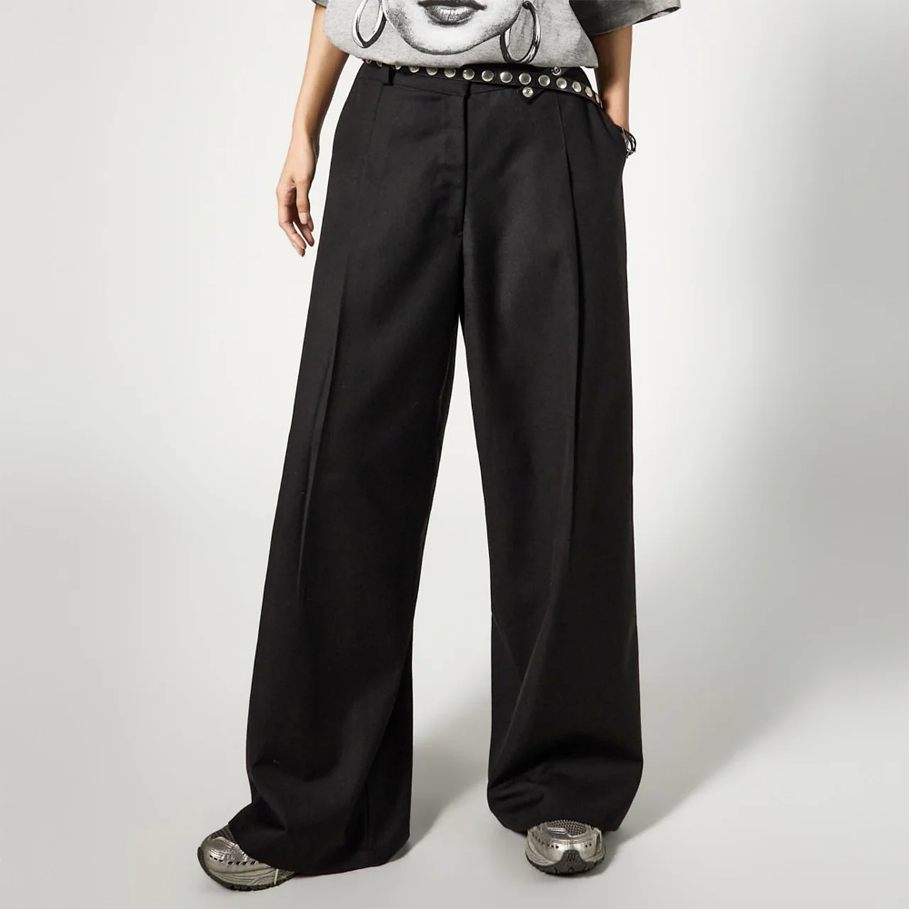 P3768 Double-Pleat Wide Pants - Image 2