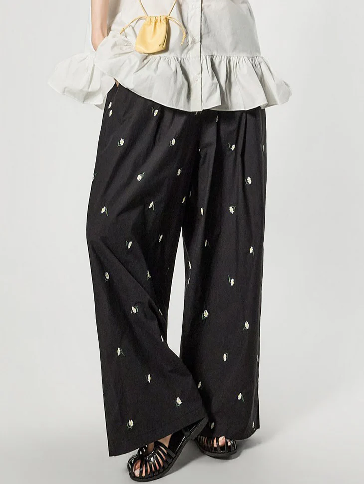 P3803 Flower Wide Pants
