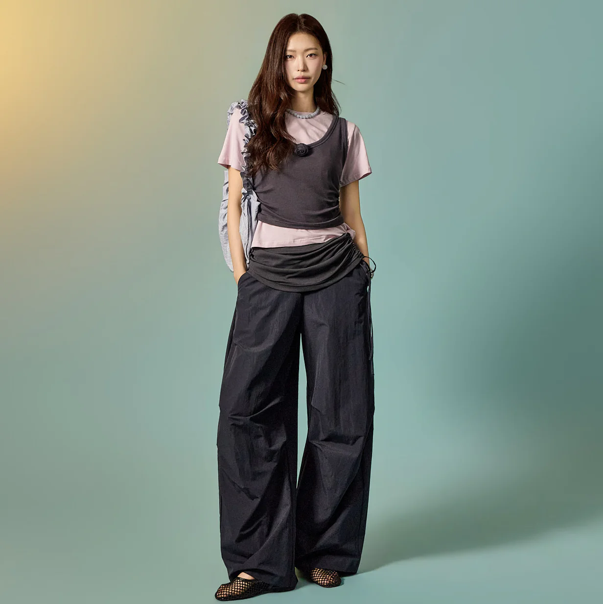 P3820 Layered Wide Pants - Image 2