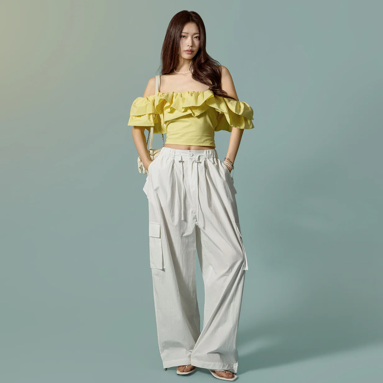 P3822 Frill Layered Cargo Pants - Image 2