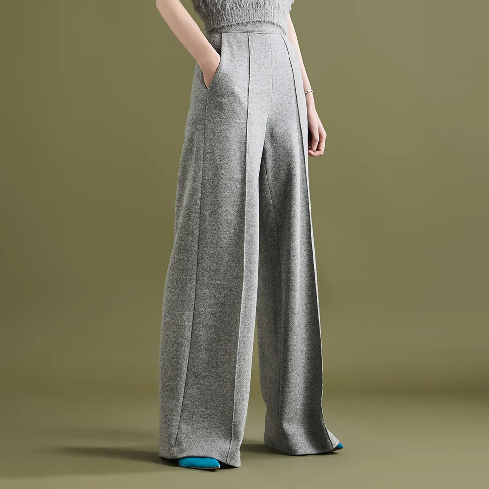 P9065 Pintuck Wide Wool Slacks - Image 2