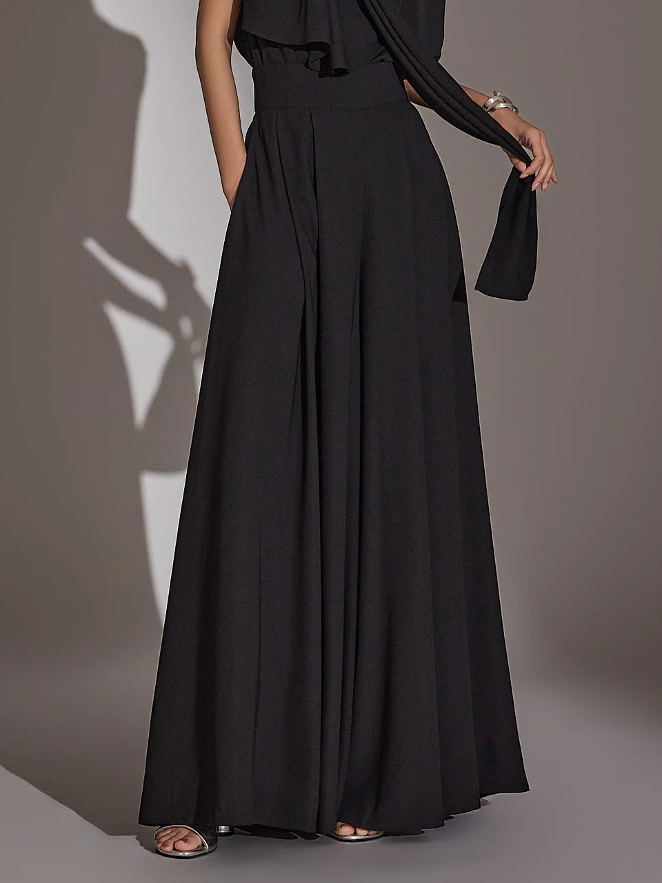 P9085 High Waist Pintuck Wide Slacks