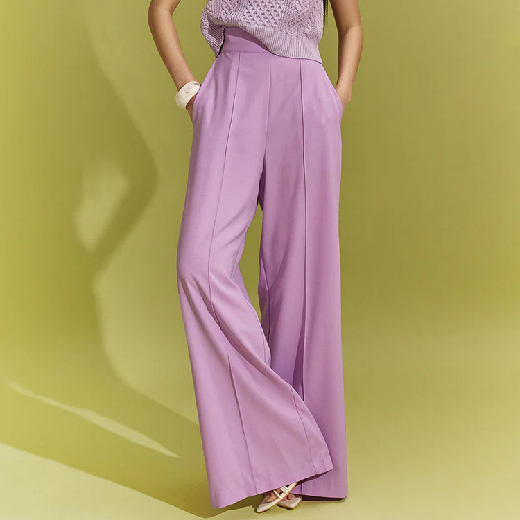 P9108 High Waist Pin Tuck Wide Long Slacks - Image 2