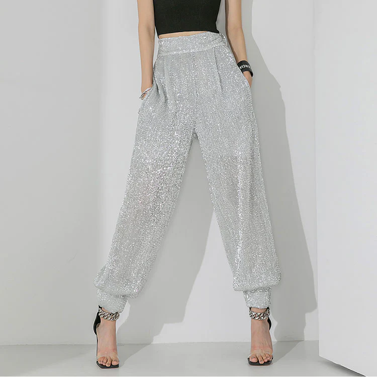 P9109 Spangle Waistbanding Jogger Pants - Image 2