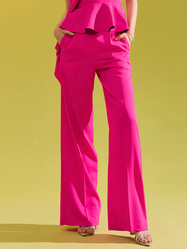 P9139 High Waist Pintuck Wide Maxi Slacks