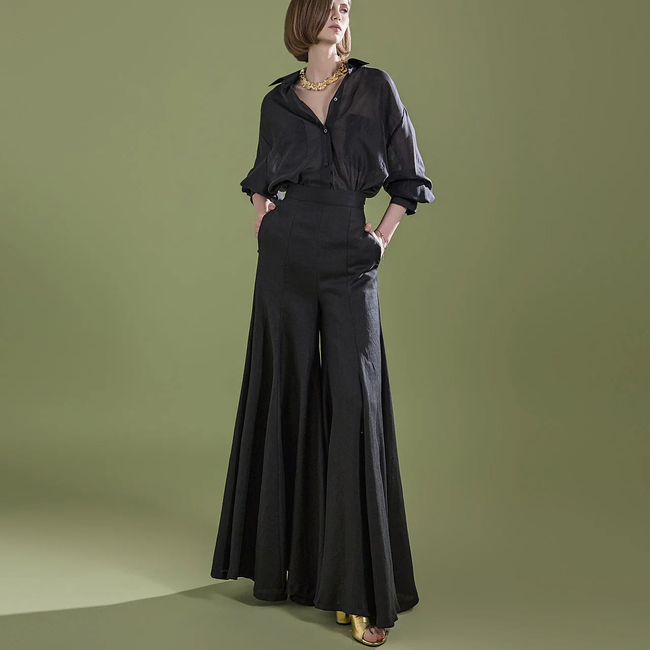 P9155 Linen Wide Slacks - Image 2