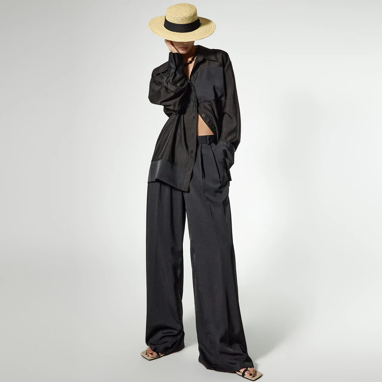 P9196 Silky Wide Pants - Image 2