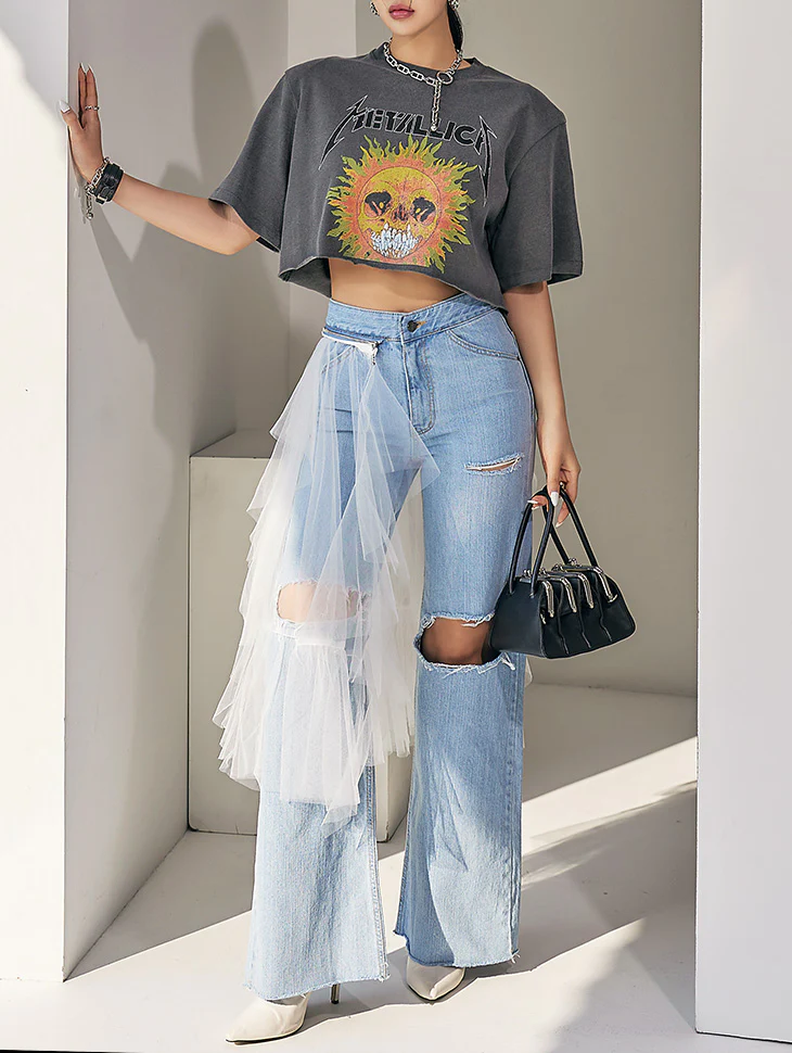 PJ450 Semi Wide Jeans (Tulle removable)