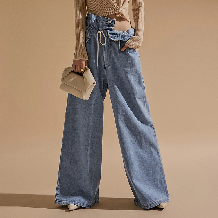 PJ469 Fold Wide Jeans - Image 2