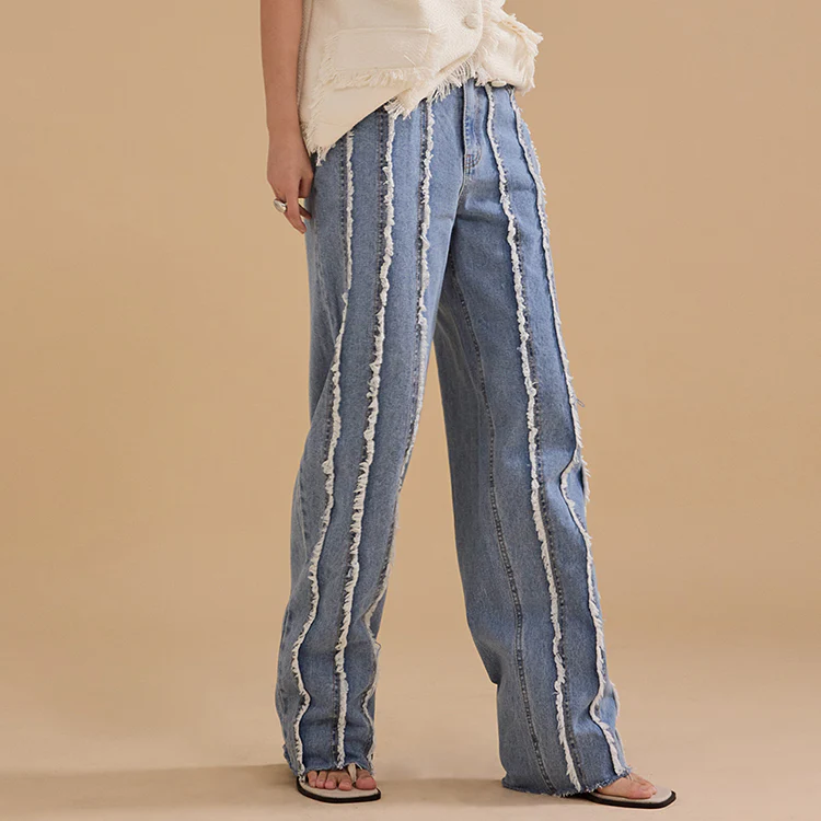 PJ471 Fringe Semi Baggy Jeans - Image 2