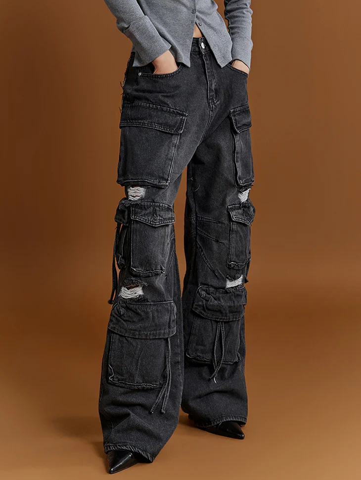 PJ491 Cargo Pocket Wide Jeans