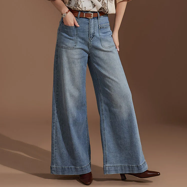 PJ496 High Waist Wide Jeans(Belt set) - Image 2
