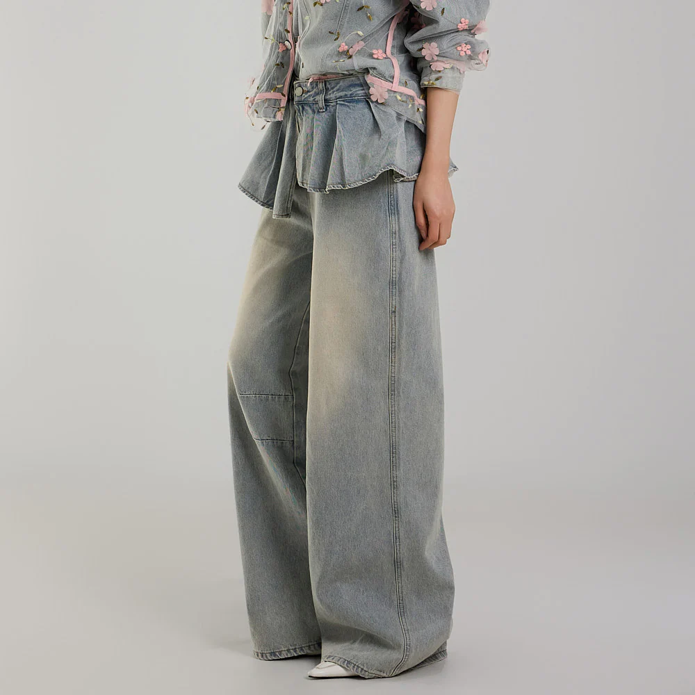 PJ566 Frill Wide Jeans - Image 2