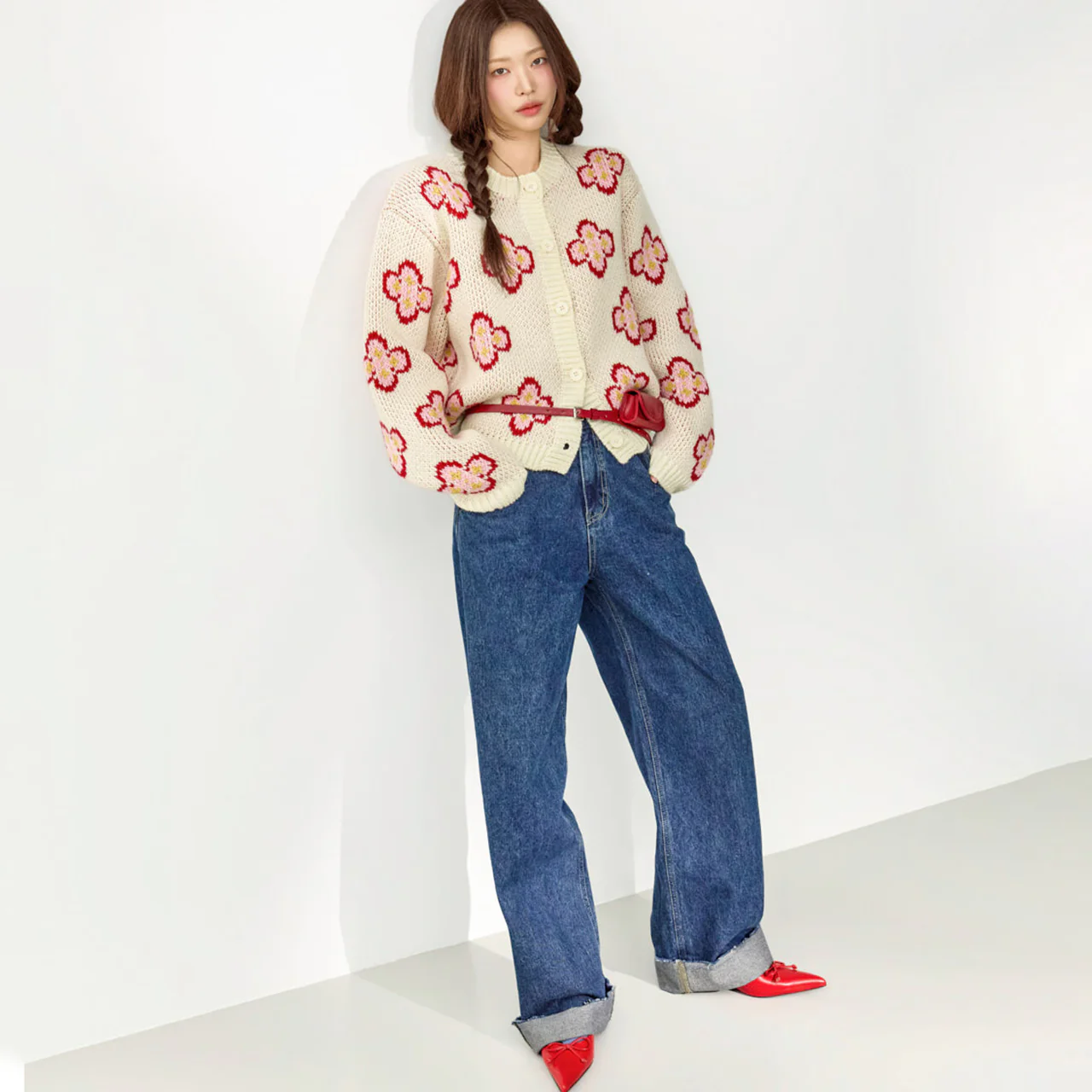PJ623 Solid Wide Jeans - Image 2
