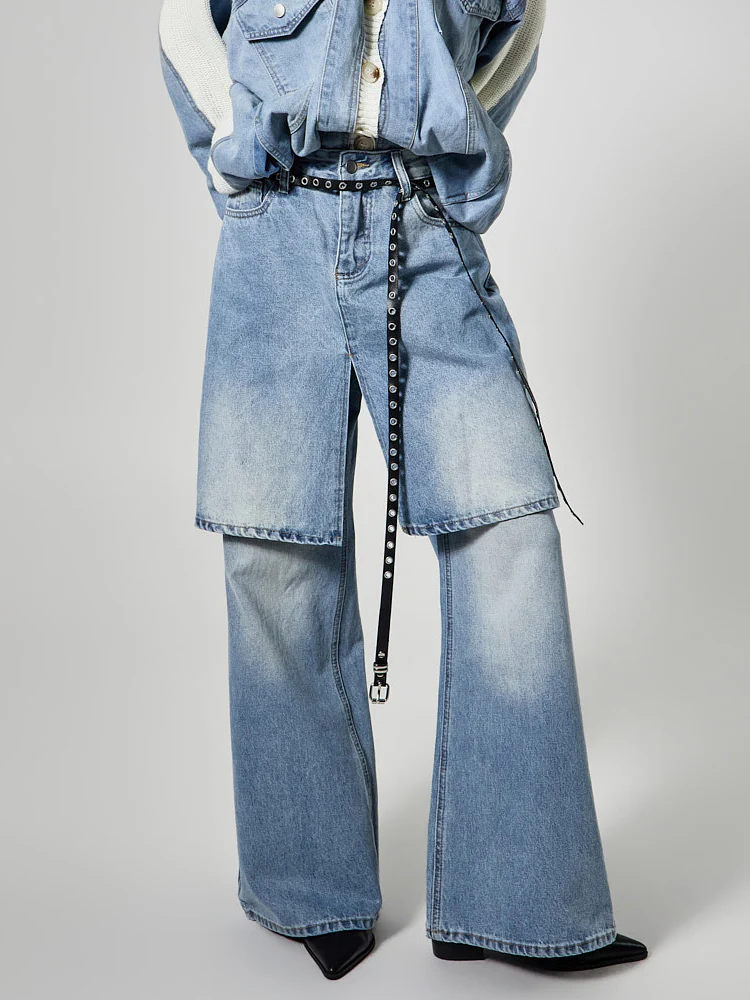 PJ625 Layered Belt Jeans