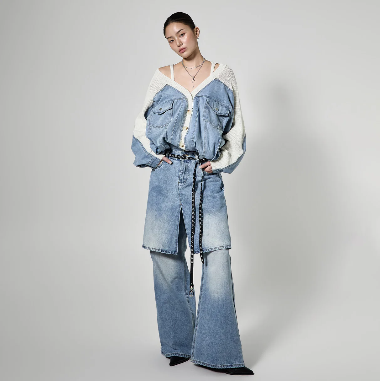 PJ625 Layered Belt Jeans - Image 2