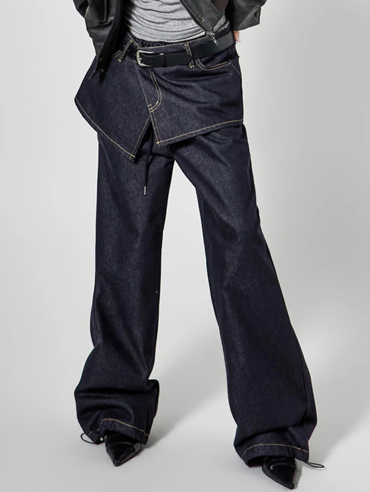 PJ630 Skirt Layered Jeans