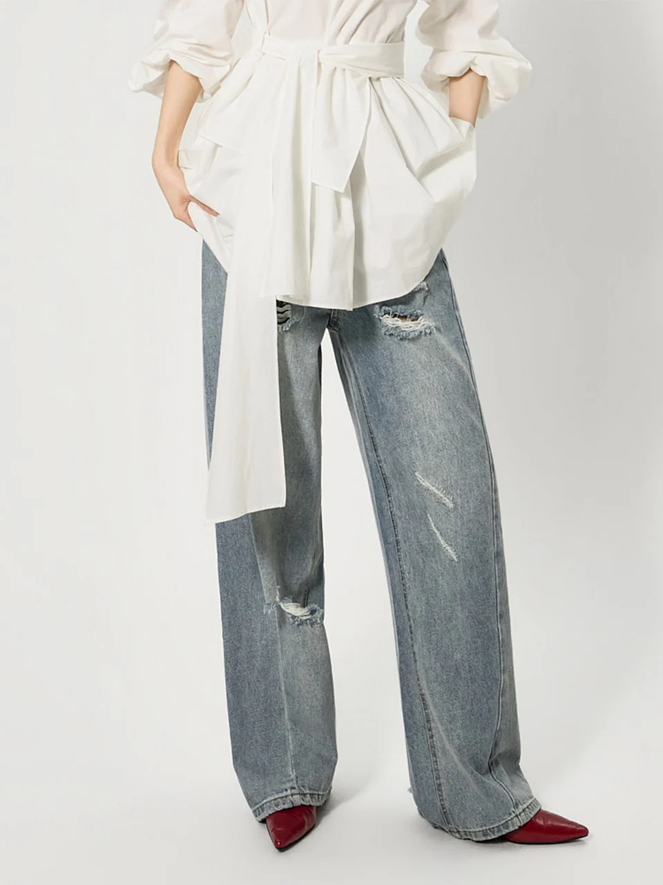 PJ640 Damaged Washed Jeans