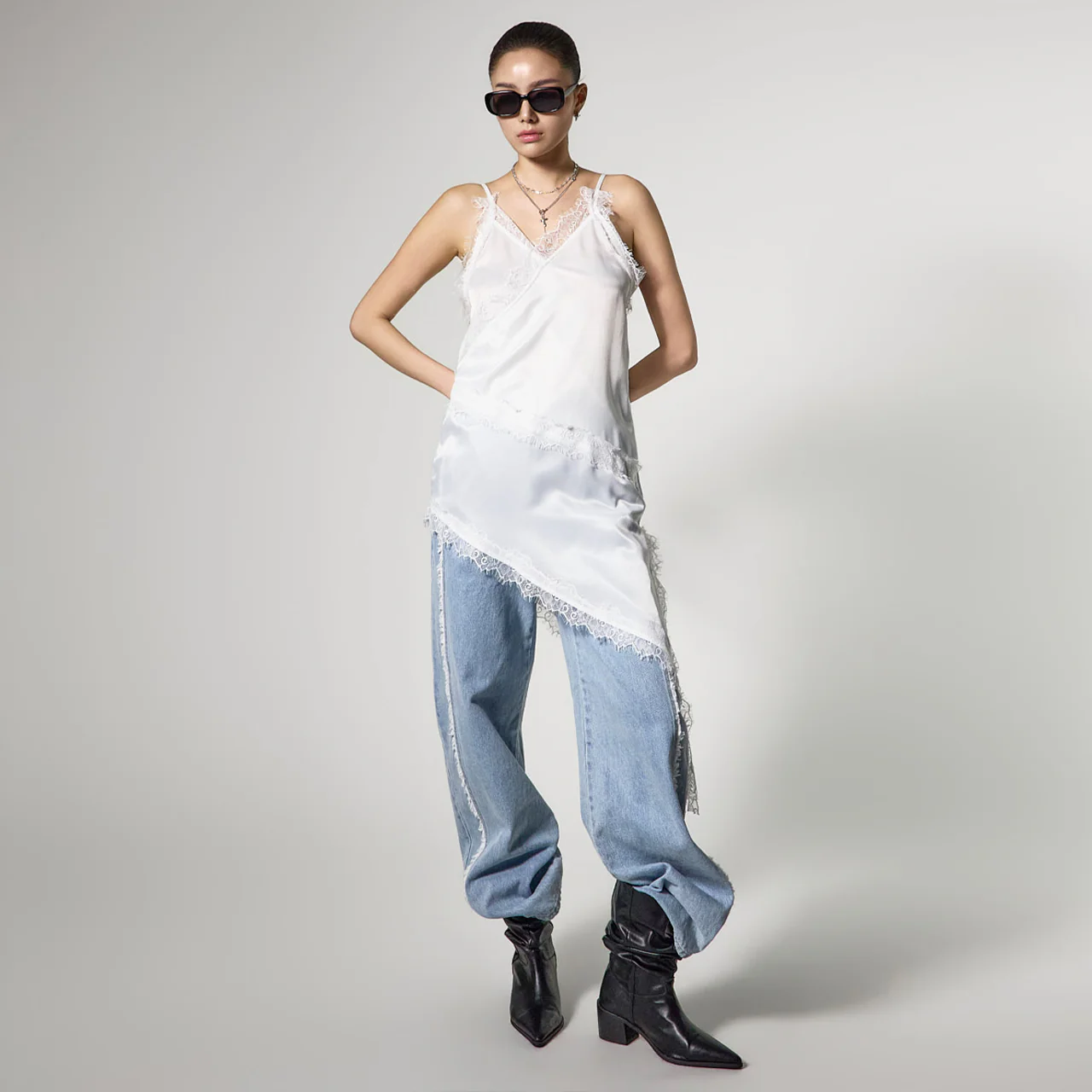 PJ641 Fringe Wide Jeans - Image 2