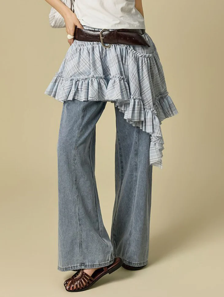 PJ648 Pintuck Wide Jeans