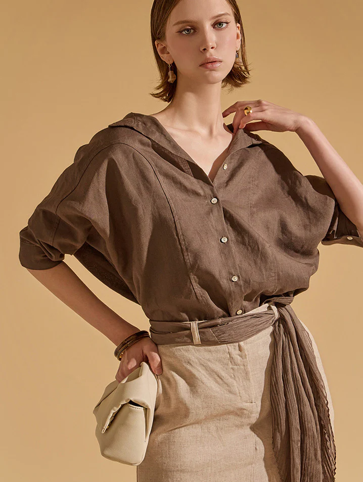 S554 Linen Pintuck Raglan Shirt