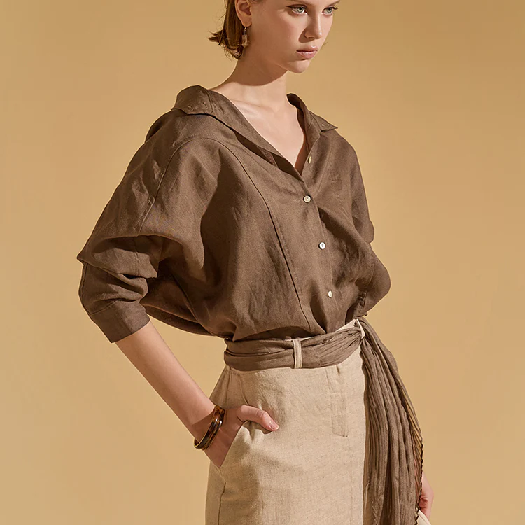 S554 Linen Pintuck Raglan Shirt - Image 2