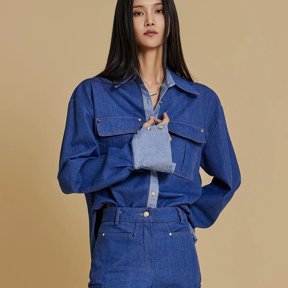 S589 Denim Loose Fit Shirt - Image 2