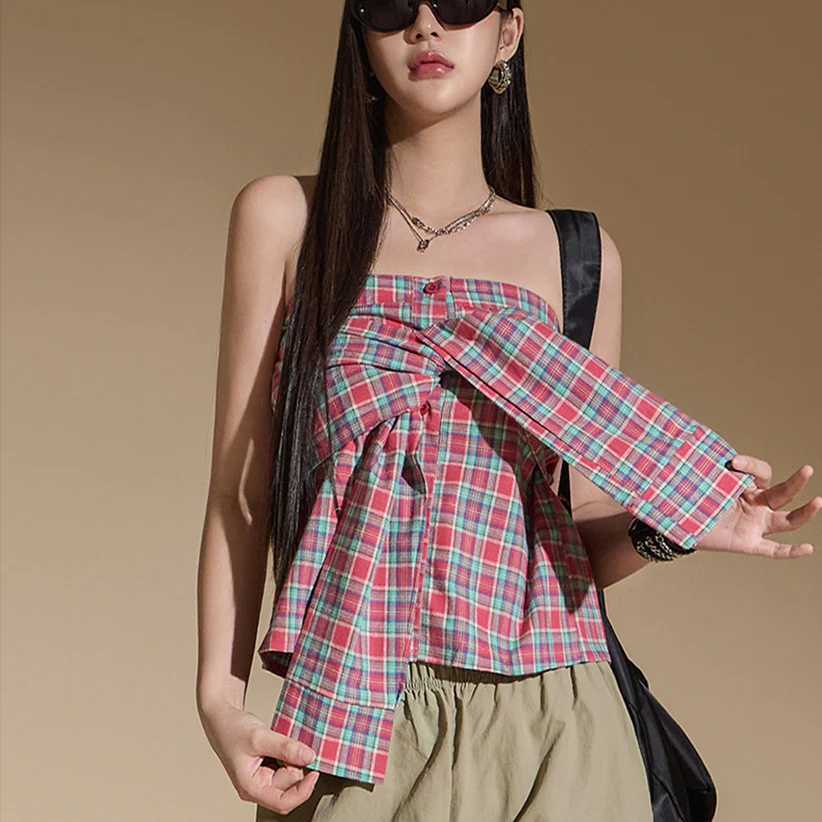 S636 Plaid Tube Top - Image 2