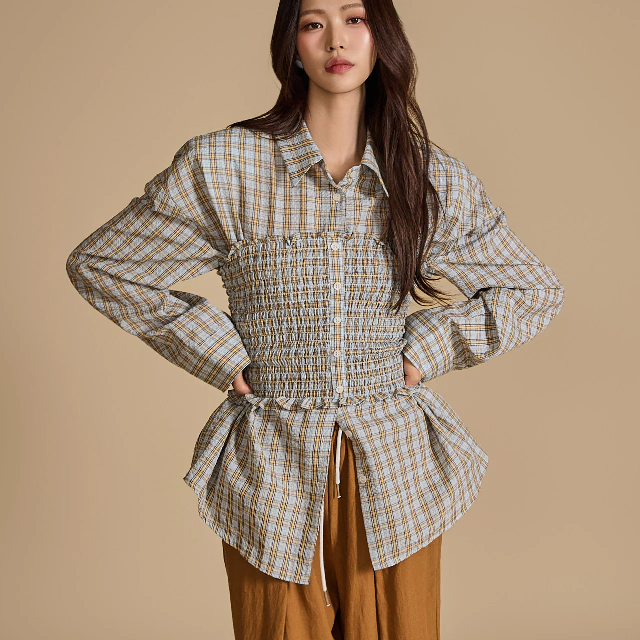 S646 Bustier and Check Shirt Sets - Image 2