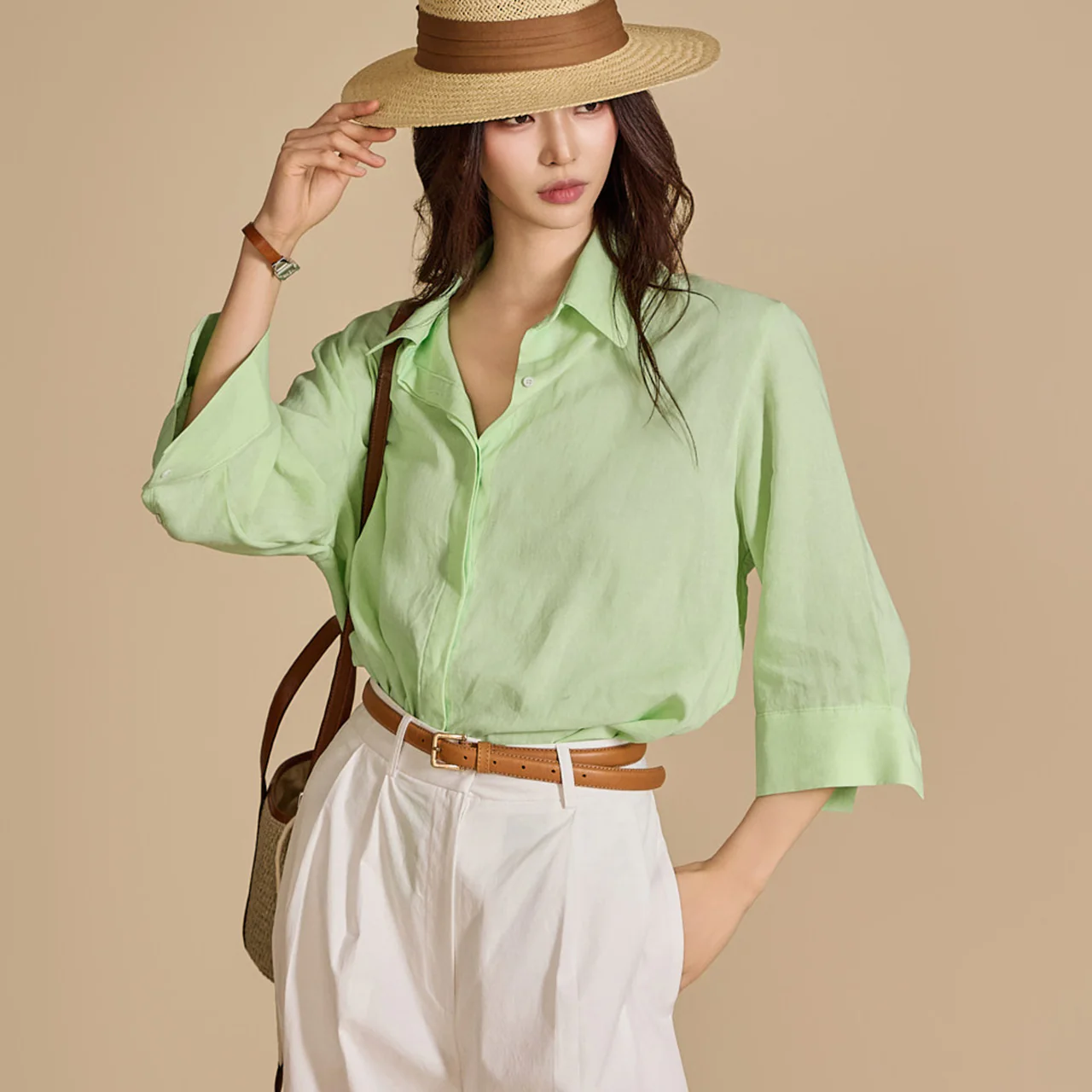 S648 Linen Capri Shirt - Image 2
