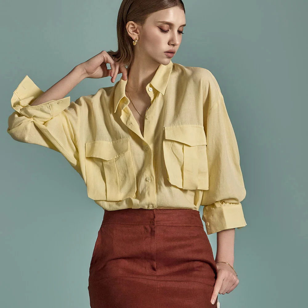 S654 Linen Pocket Shirt - Image 2