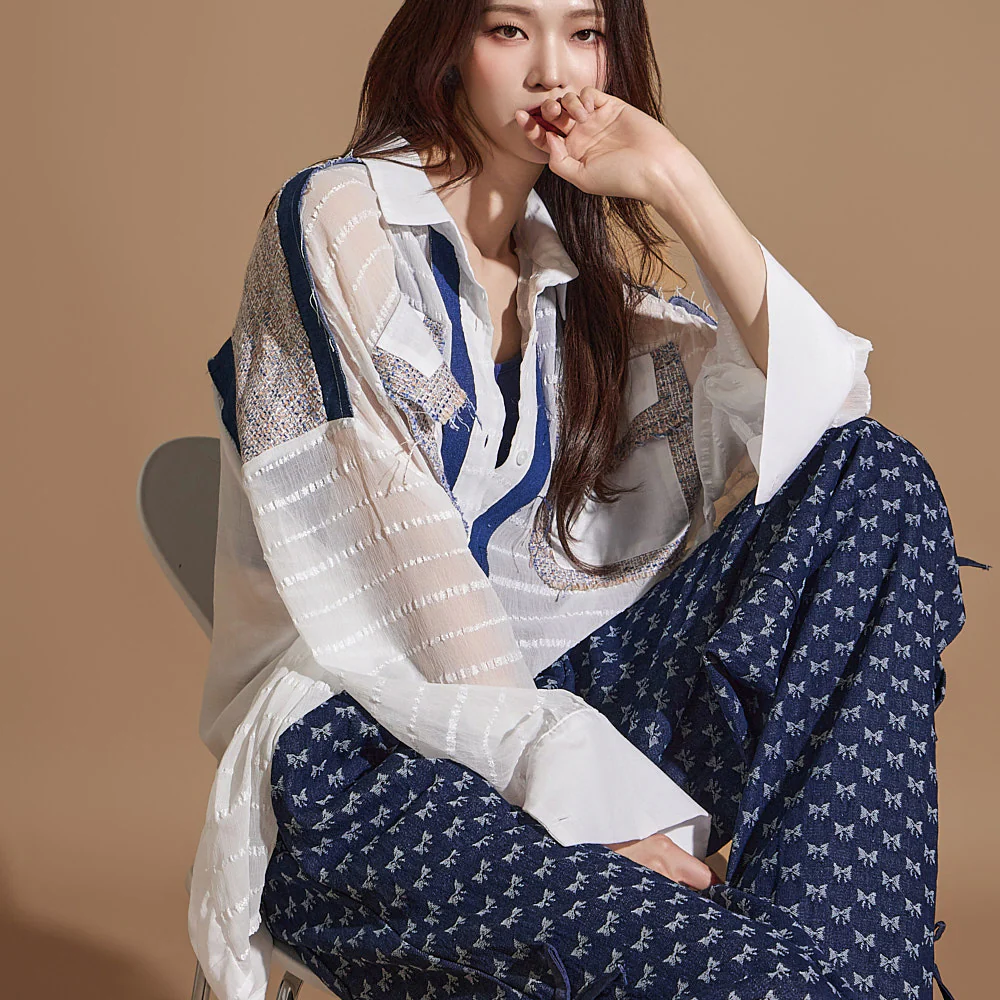 S665 Denim Color Edge Shirt - Image 2