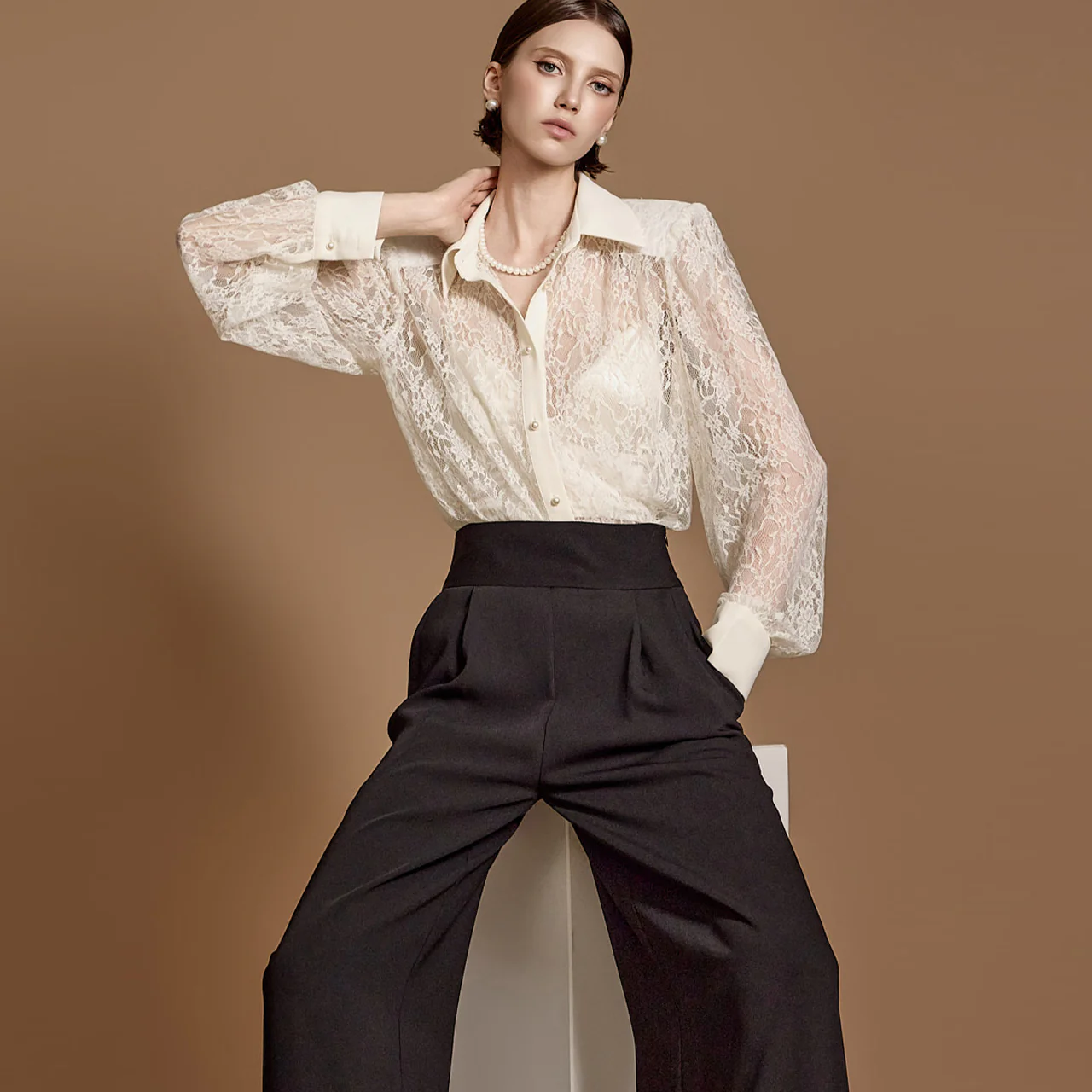 S682 Lace Sheer Shirt - Image 2