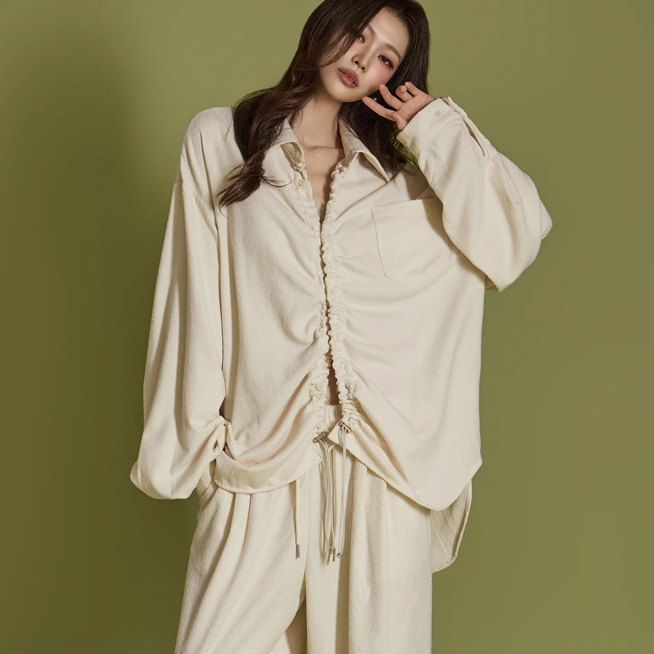 S686 Shirring String Shirt - Image 2