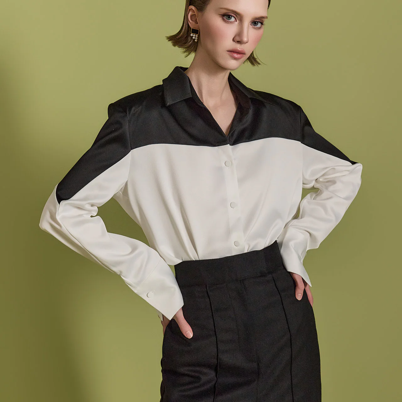 S707 Color Contrasting Shirt - Image 2