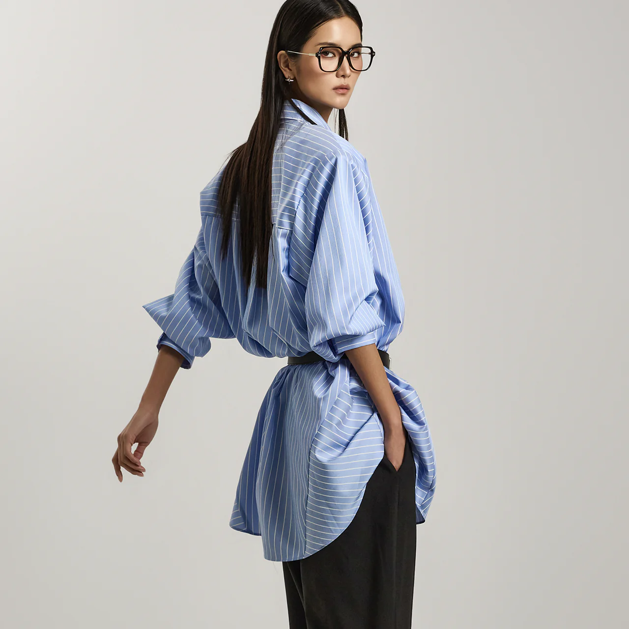 S736 Stripe Shirt With Strap - Image 2