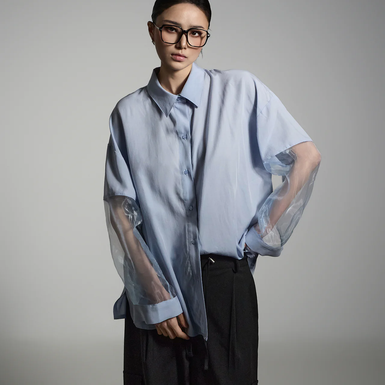 S744 Sheer Sleeve Shirt - Image 2