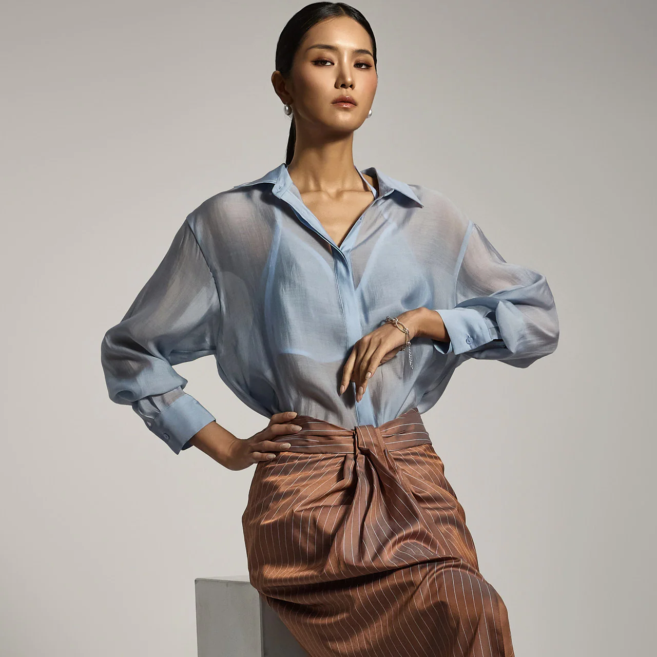 S759 Sheer Shirt With Bustier - Image 2