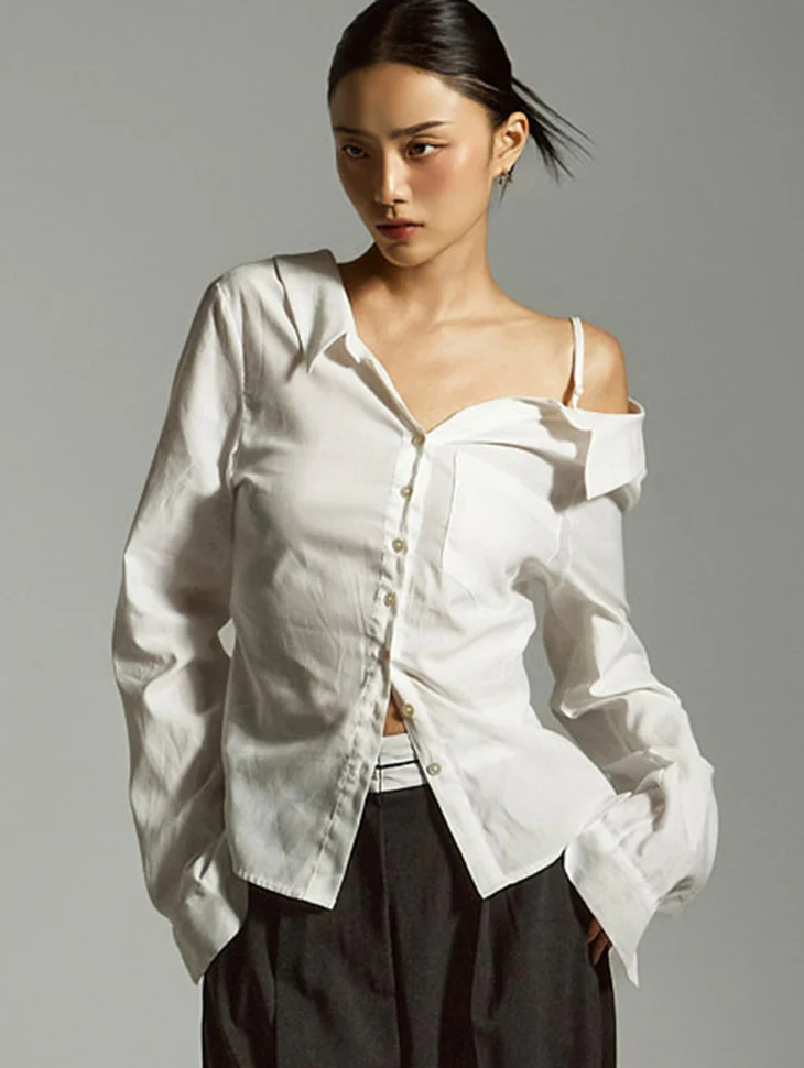 S773 Asymmetrical Off-Shoulder Shirt