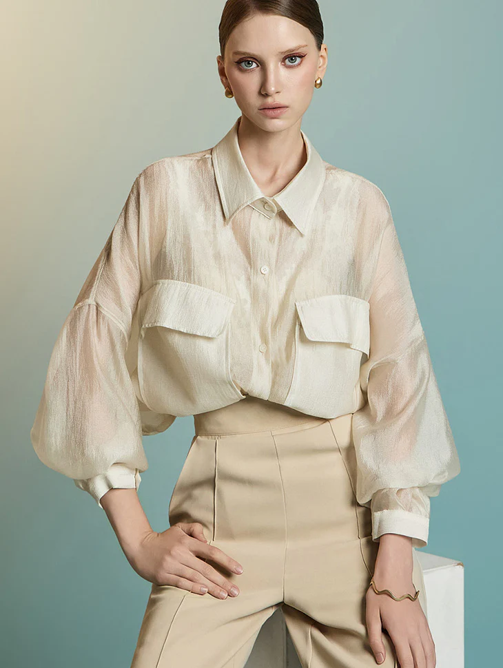 S775 Sheer Oversized Shirt